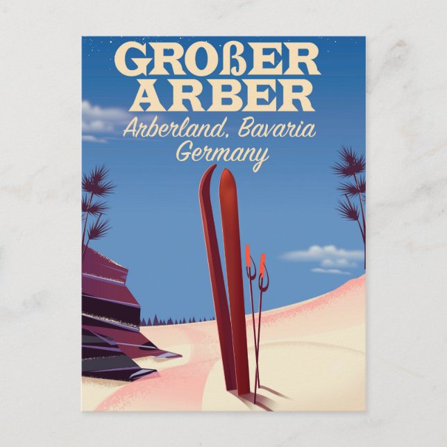 Postal Großer Arber, Arberland, esquí bávaro alemán (Anverso)