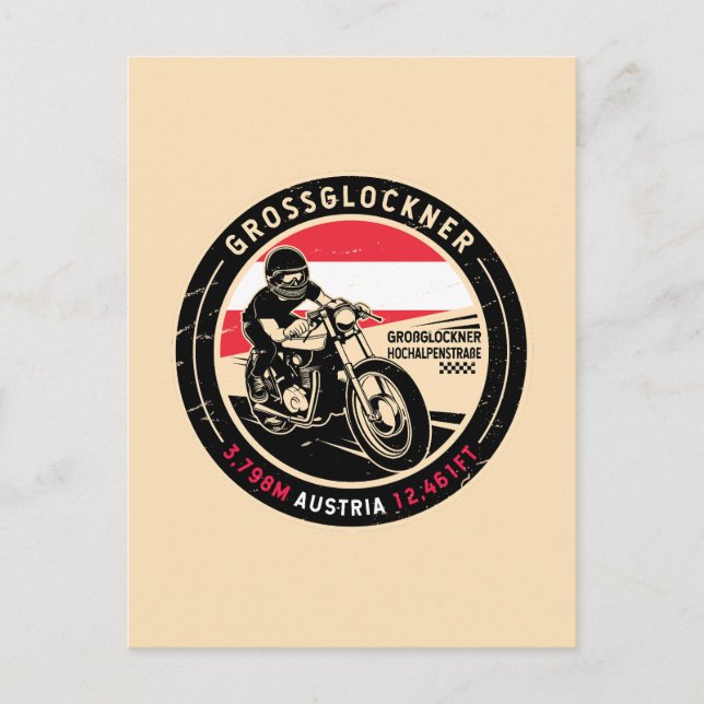 Postal Grossglockner | Austria | Motocicleta (Anverso)