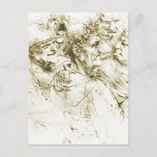 Postal Grotesco Head Leonardo da Vinci Fecha: aproximadam