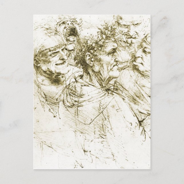 Postal Grotesco Head Leonardo da Vinci Fecha: aproximadam (Anverso)