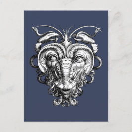Postal Grotesco renacentista Gargoyle Face Lobster Man