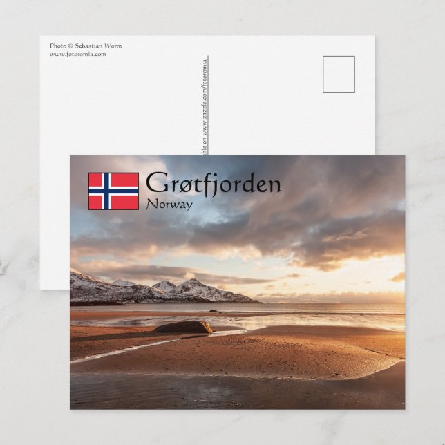 Postal Grotfjorden Noruega (Anverso / Reverso)
