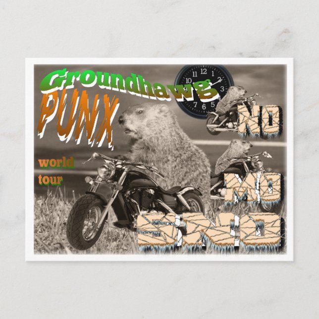 Postal Groundhawg PUNX tour mundial NO MO SNO (Anverso)