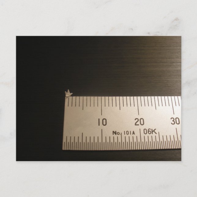 Postal Grúa de 2 mm de originami (Anverso)