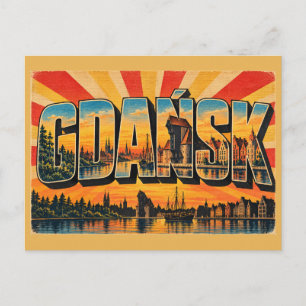 Postal Grúa del puerto de Gdansk Arte del río Motława