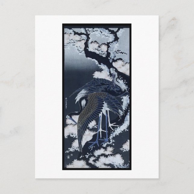 Postal Grúa japonesa pintando c. 1832-33 (Anverso)