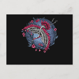 Postal Grúa voladora japonesa de diseño único y colorido