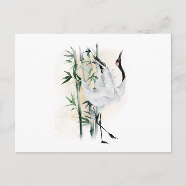 Postal Grúas y bambú de Japón (Anverso)