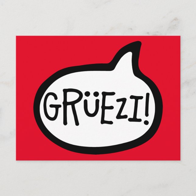 Postal ¡Grüezi! Hola en alemán suizo, Schwiizerdütsch (Anverso)