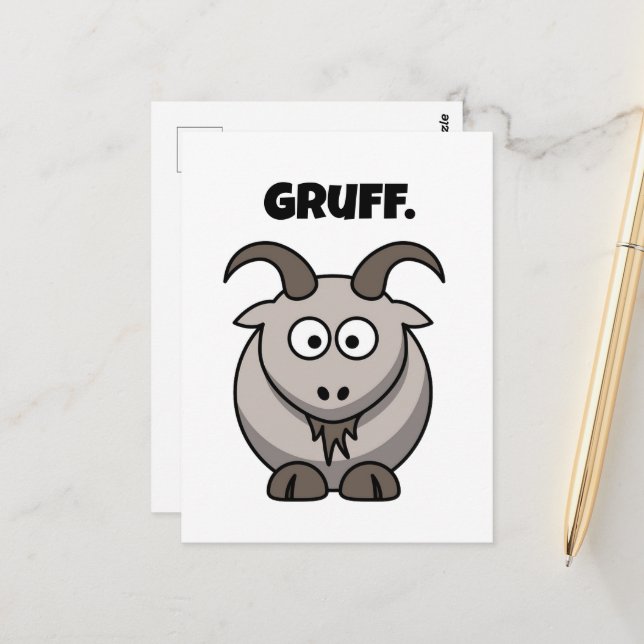 Postal Gruff Gray Goat Funny Fairy Tale Personalizado (Anverso/Reverso In Situ)