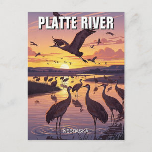 Postal Grullas de la arena del río Platte Viajes a Nebras