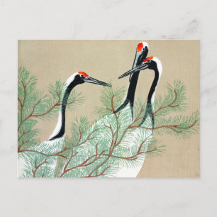 Postal Grullas de Momoyogusa -Kamisaka Sekka -ArteVintage