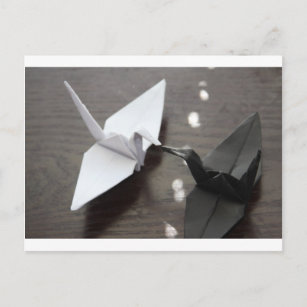 Postal grullas de origami romántico