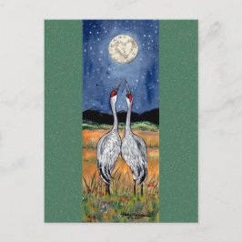 Postal Grullas en el amor Whimsical Watercolor Postcard