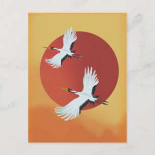 Postal Grullas japonesas