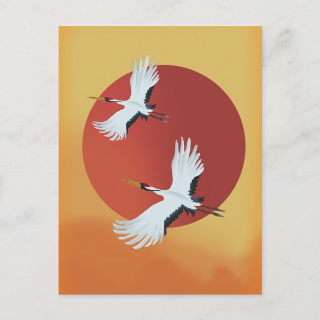 Postal Grullas japonesas (Anverso)