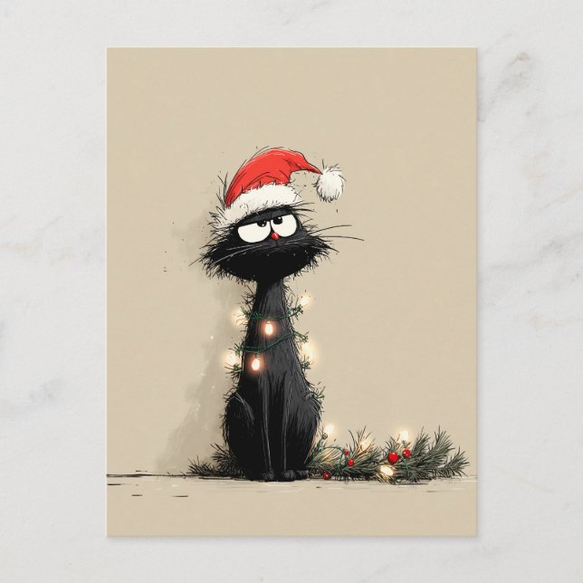 Postal Grumpy Christmas Cat Mood (Anverso)