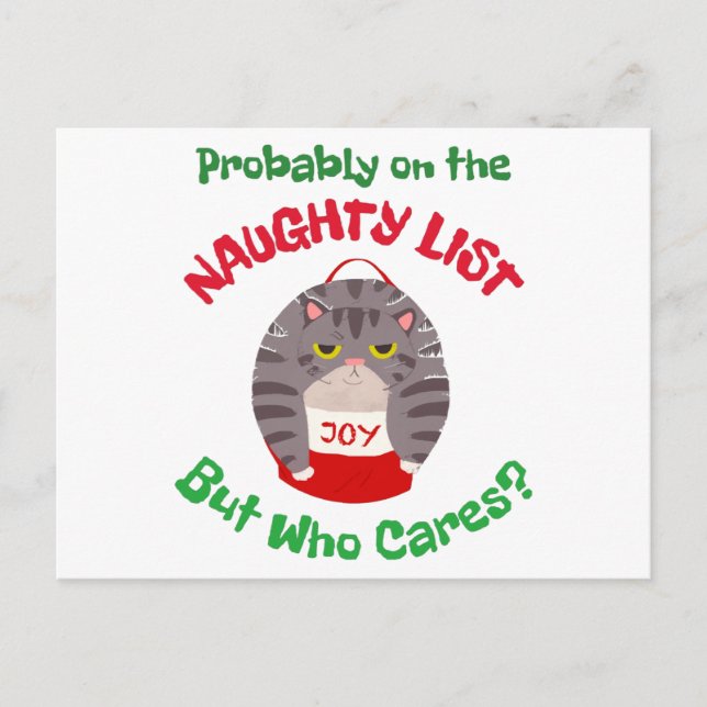 Postal Grumpy Navidades sarcásticos gatitos Probablemente (Anverso)