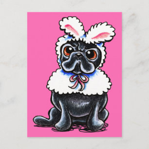 Postal Grumpy Pug Bunny