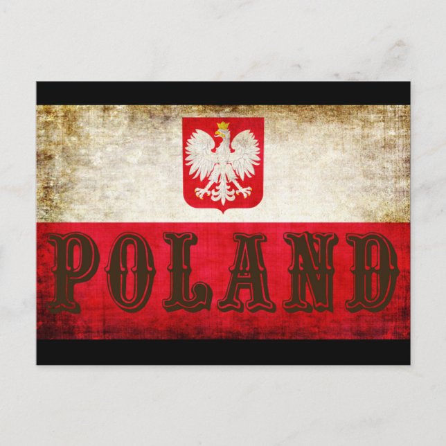 Postal Grunge de la bandera de Polonia (Anverso)