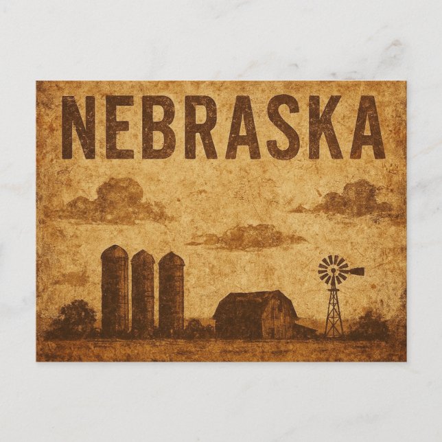 Postal Grunge Nebraska en problemas (Anverso)