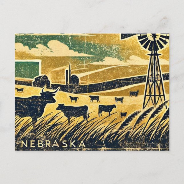 Postal Grunge Nebraska en problemas (Anverso)