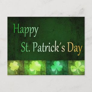 Postal Grungy St. Patrick's Day Shamrock - Postcard