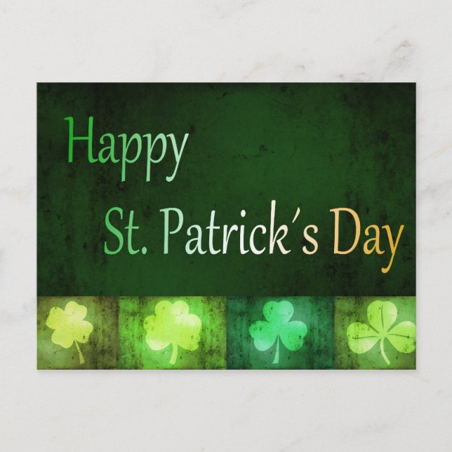 Postal Grungy St. Patrick's Day Shamrock - Postcard (Anverso)