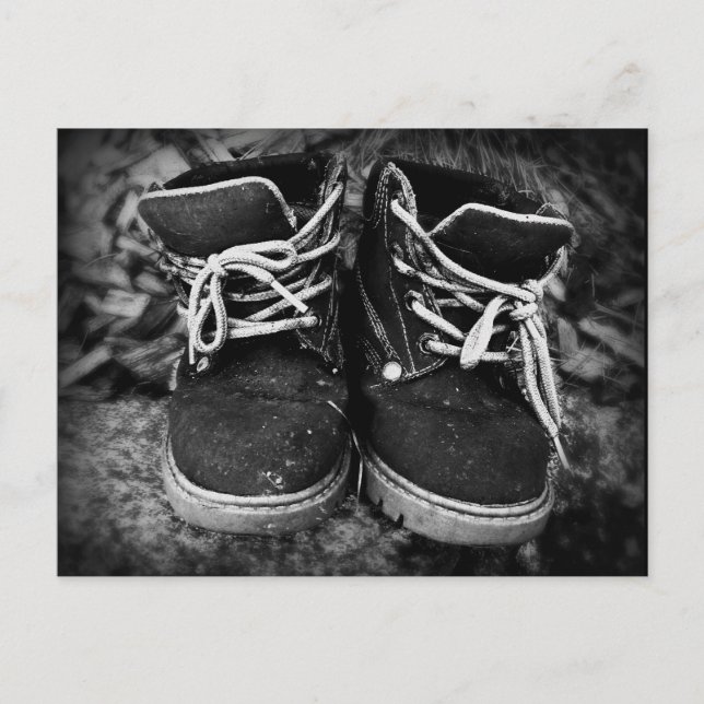 Postal Grungy Work Boots - Mini Print de arte negro y bla (Anverso)
