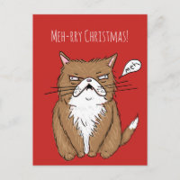 Postal gruñona del navidad del gato del navidad de