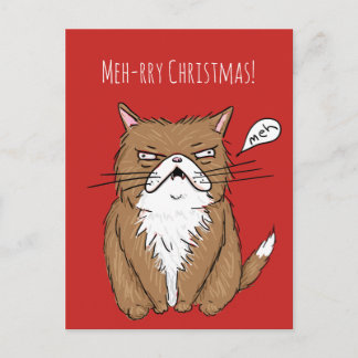 Postal gruñona del navidad del gato del navidad de