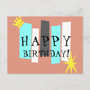 Postal Grupo de arte atómico retro feliz cumpleaños