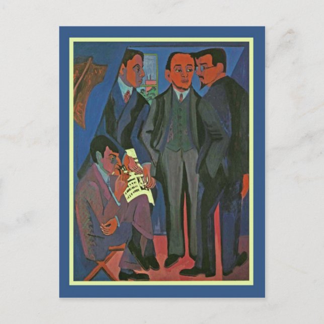 Postal Grupo de artistas por Ernst Ludwig Kirchner (Anverso)