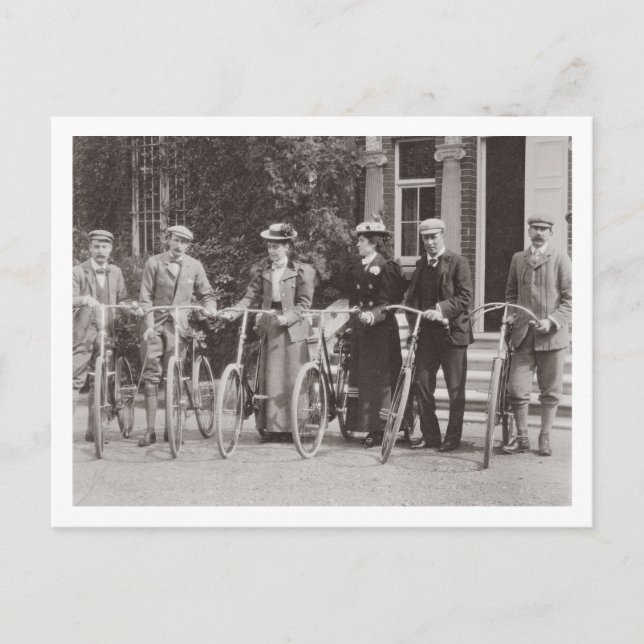 Postal Grupo de bicyclists de Edwardian, 1900s tempranos (Anverso)