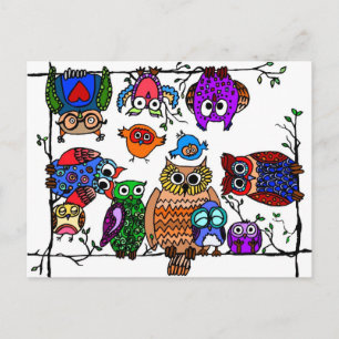 Postal Grupo de búhos