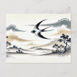 Postal Grupo de golondrinas en cielos chinos