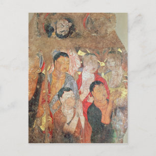Postal Grupo de monjes y Buda