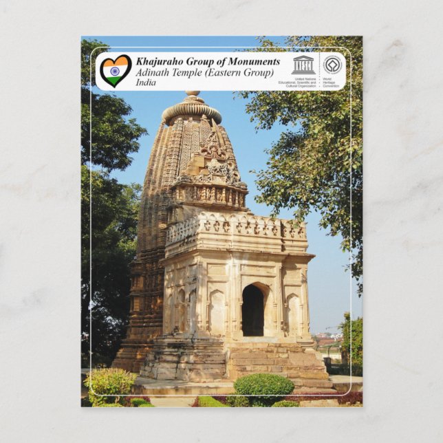 Postal Grupo de Monumentos de Khajuraho - Templo Adinath (Anverso)