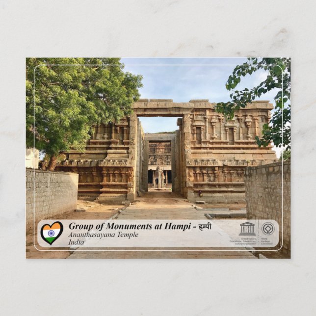 Postal Grupo de Monumentos en el Templo de Hampi - Ananth (Anverso)