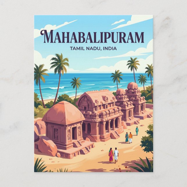 Postal Grupo de Monumentos en Mahabalipuram India (Anverso)