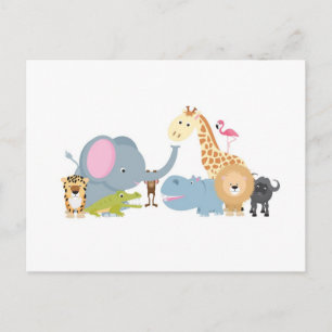 Postal grupo de safari animal blanco