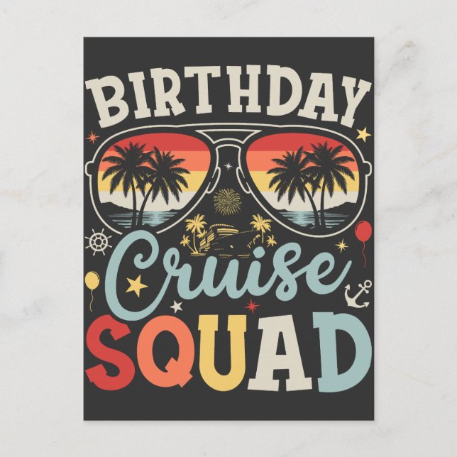 Postal Grupo de Squad de crucero de cumpleaños con ropa a (Anverso)