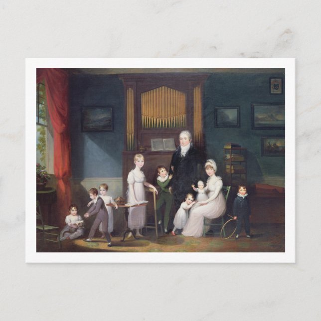 Postal Grupo familiar en un interior, c.1800 (Anverso)