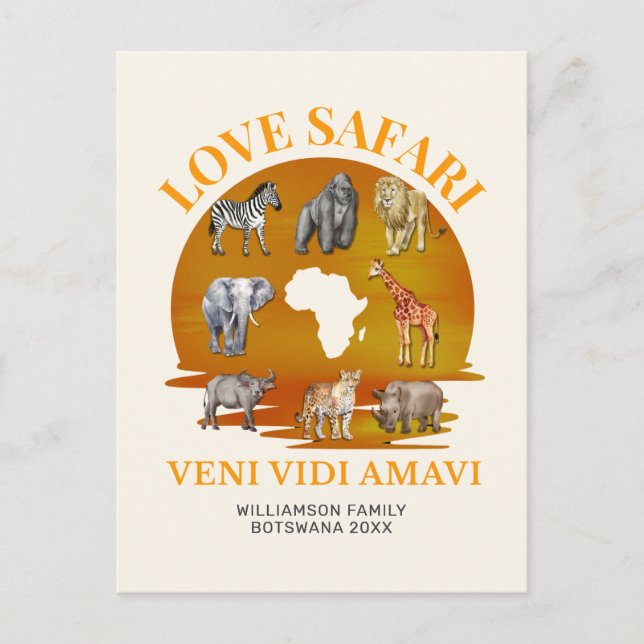 Postal Grupo familiar LOVE SAFARI Souvenir (Anverso)