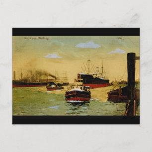 Postal Gruss aus Hamburg, Hafen Vintage