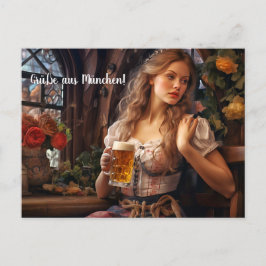 Postal  Grüße aus München! Bierzeltstimmung. Bier