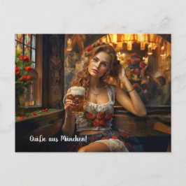 Postal Grüße aus München! Bierzeltstimmung. Dirndl