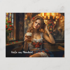 Postal Grüße aus München! Bierzeltstimmung. Dirndl