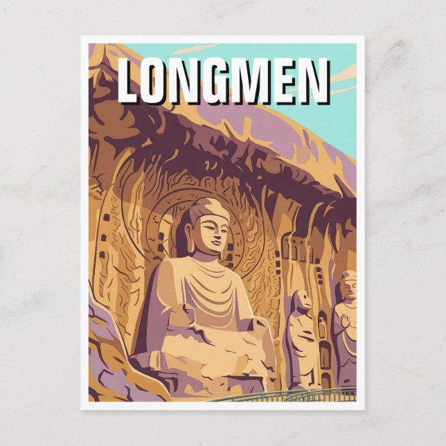 Postal Grutas de Longmen (Anverso)