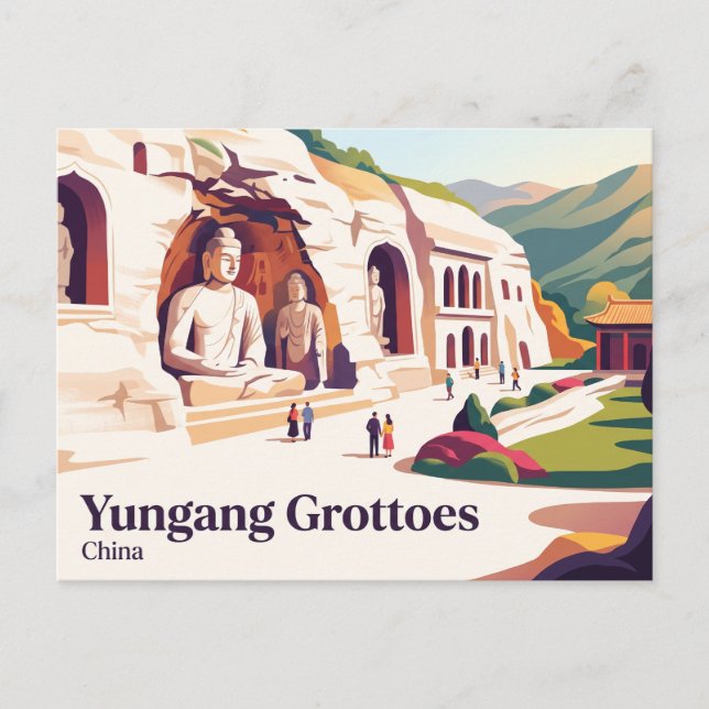 Postal Grutas de Yungang Datong China (Anverso)